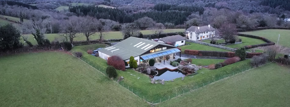 Aerial view of The Barn at Lower Harton Farm